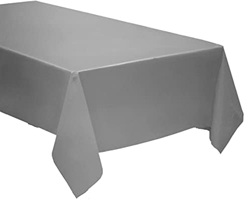 3 Pack Plastic Tablecloth Rectangle 54 X 108 Silver