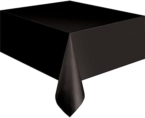 Black Solid Rectangular Plastic Table Cover 54x108
