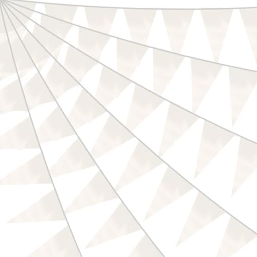 20M White Triangle Pennant Banner Flag Bunting Garland for Events