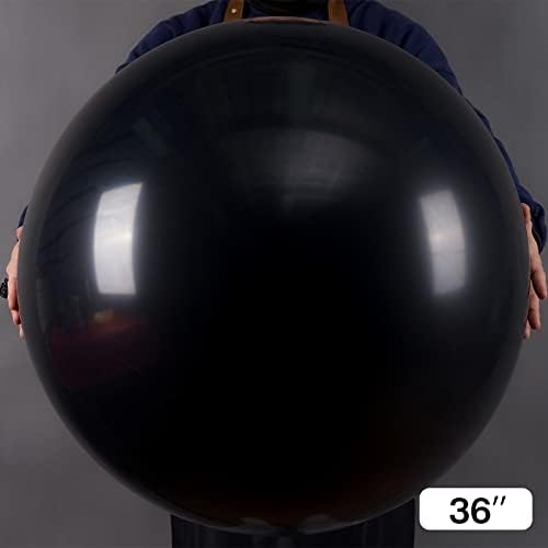 PartyWoo Extra Large Matte Black Latex Balloons 4pc 36 Inch