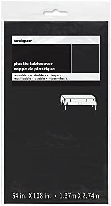 Black Solid Rectangular Plastic Table Cover 54x108