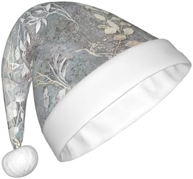 QINZHENG Blue Grace Flora Print Santa Hat for Women