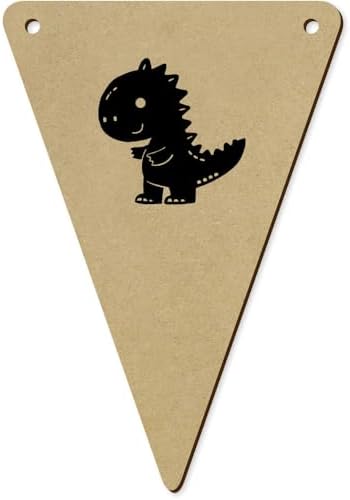 5 x 140mm Simple Cute Dinosaur Wooden Bunting Flags
