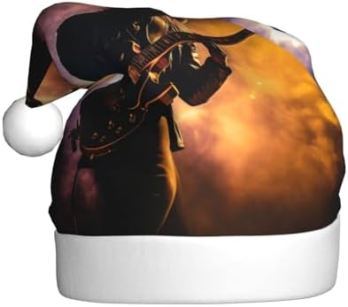 Personalized Santa Hat with Musical Guitar Print for Women