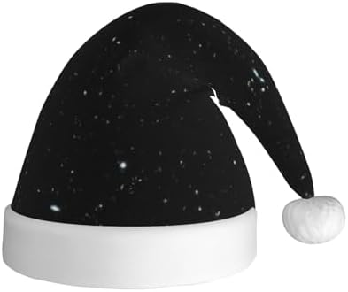 QINZHENG Personalized Santa Hat with Black Glitter Print for Women and Adults