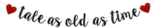 Black Glitter Tale As Old As Time Pre-Strung Banner