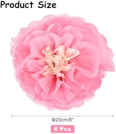 Rebower 6 Pcs Pink Paper Flowers 8 Inch Decor