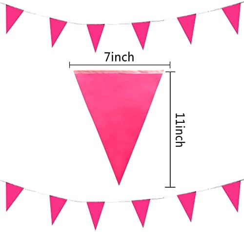 100 Feet Pink Pennant Bunting Flags for Party Decorations