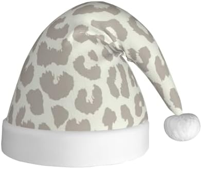 QINZHENG Brown Leopard Print Santa Hat for Women Adult