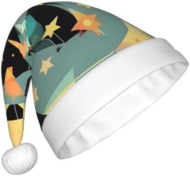 QINZHENG Atomic Stars Santa Hat for Women