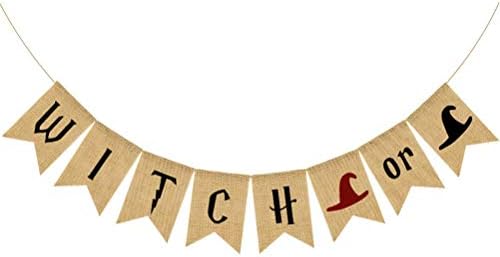Halloween Witch Or Wizard Burlap Banner
