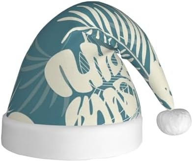 QINZHENG Velvet Santa Hat with Leaves Print