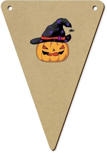 Azeeda Halloween Pumpkin Wooden Bunting Flags 5pcs