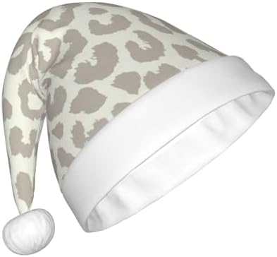 QINZHENG Brown Leopard Print Santa Hat for Women Adult