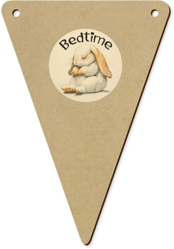 Azeeda 5 Pack 140mm Bedtime Bunny Rabbit Wooden Bunting Flags