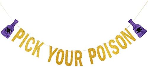 Gold Glitter Pick Your Poison Halloween Banner