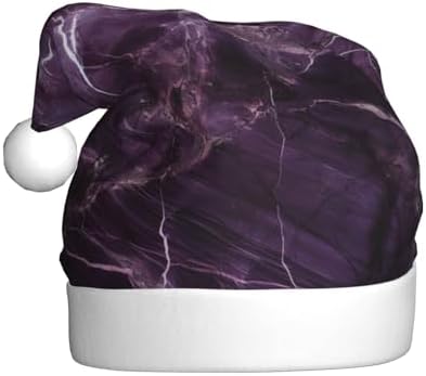 QINZHENG Purple Marble Print Santa Hat for Women Adult