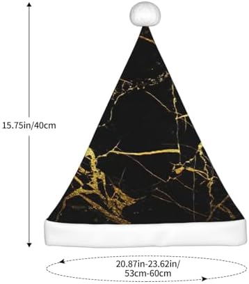 QINZHENG Personalized Santa Hat Black Gold Print Christmas Headwear for Women