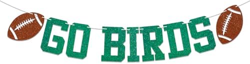 Go Birds Banner - Green Glitter Football Game Decor
