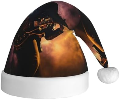 Personalized Santa Hat with Musical Guitar Print for Women