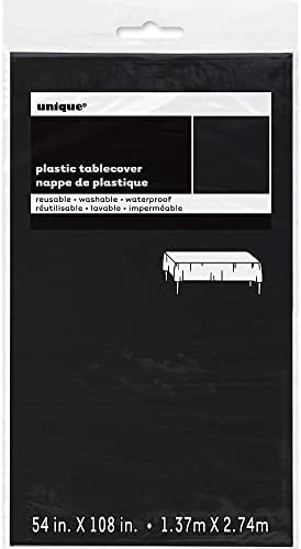 Black Solid Rectangular Plastic Table Cover 54x108