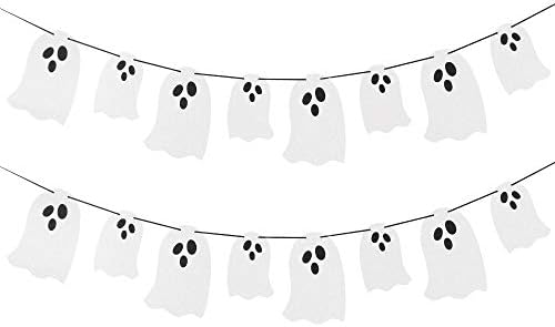 2 Pack White Glitter Halloween Ghost Garland Banners