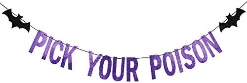 Purple Glitter Pick Your Poison Halloween Banner