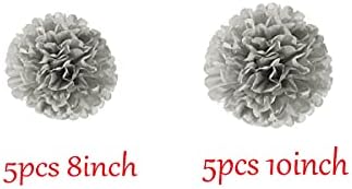 10PCS Grey Tissue Paper Pom Poms DIY Decor Kit
