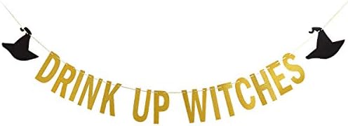 Gold Glitter Witches Halloween Banner