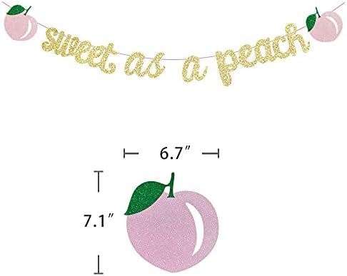 Sweet As A Peach Banner Glitter Pink Birthday Party Decor