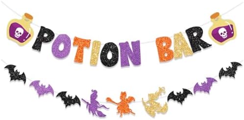 Glitter Potion Bar Halloween Decor Banner with Signs