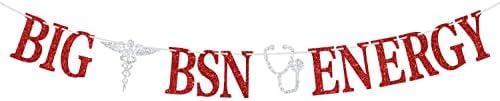BSN Graduation Banner with Silver Red Glitter