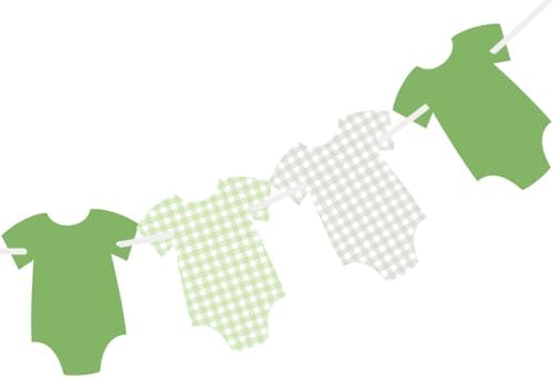 ALISSAR Green Gingham Bodysuit Baby Shower Banner