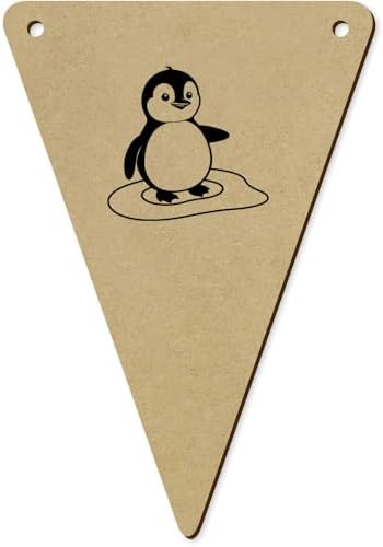 5 Penguin On The Ice Wooden Bunting Flags