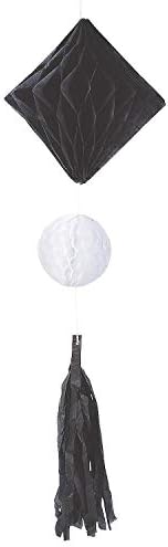 Fun Express Hanging Honeycomb Tissue Paper Set - 3 Pieces Black White