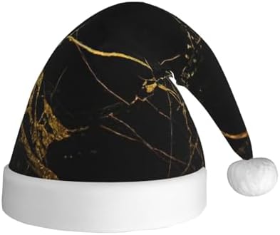 QINZHENG Personalized Santa Hat Black Gold Print Christmas Headwear for Women