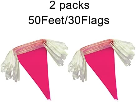 100 Feet Pink Pennant Bunting Flags for Party Decorations
