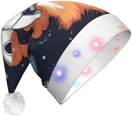 QINZHENG LED Light Up Santa Hat for Adults Christmas Party Hat