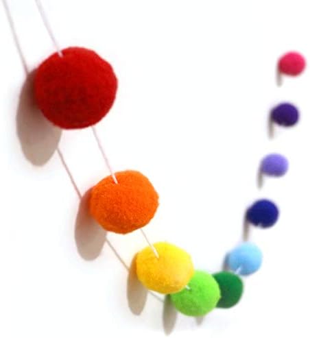 Rainbow Felt Pom Pom Ball Garland 30pcs 78in