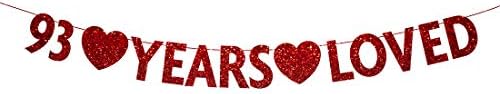 Red Glitter Happy 93rd Birthday Banner