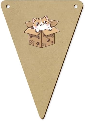 Azeeda 5 Pack Box Cat Wooden Bunting Flags