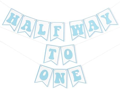 Blue Half Way To One Birthday Banner Decor
