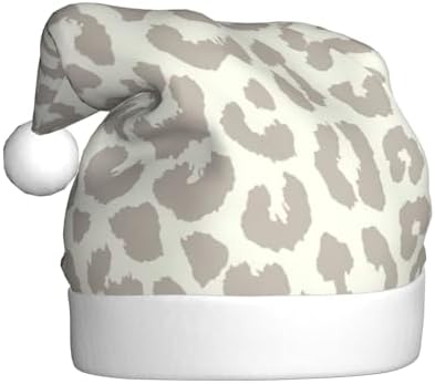 QINZHENG Brown Leopard Print Santa Hat for Women Adult