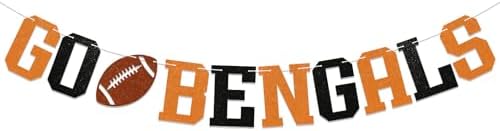 Go Bengals Banner Football Game Day Decor Black Orange Glitter