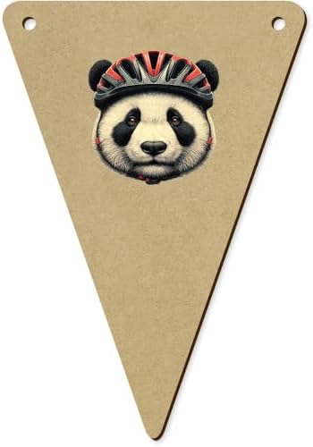 5 Piece Panda Wearing Cycle Helmet Wooden Bunting Flags