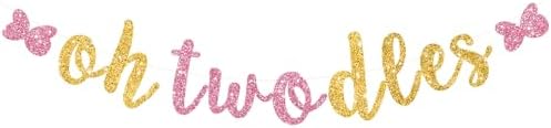 Glitter Pink Gold Oh Twodles Baby Birthday Banner Garland