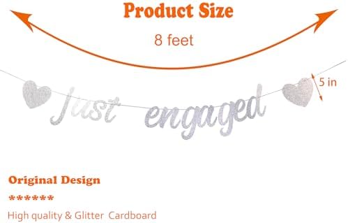 StarsGarden Just Engaged Silver Glitter Banner