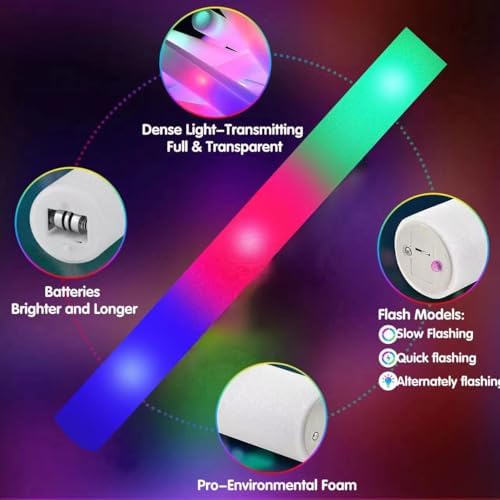 135PCS LED Foam Glow Sticks with 3 Modes
