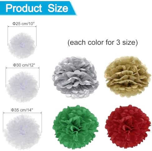 Uxcell 15pcs Tissue Paper Pom Poms Wedding Decor