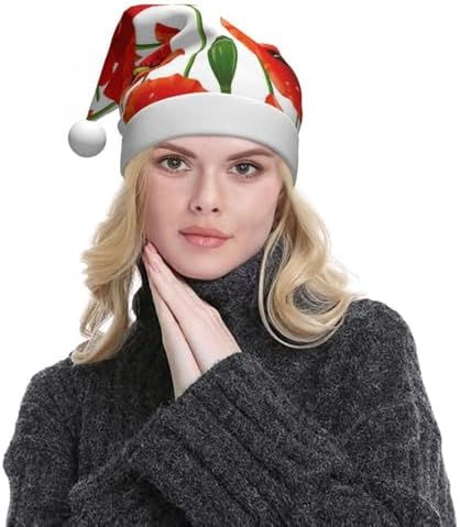 Personalized Flower Print Santa Hat for Women
